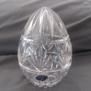 Bohemian Czech, Large Clear Crystal Egg paper weight vintage.